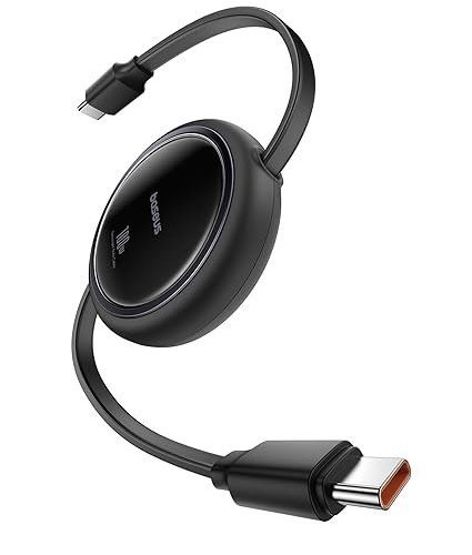 Baseus USB C Cable, Mini 100W Retractable USB C to USB C PD 5A Fast Charging Cable, 4-Stage Length Preset USB Type C Charger Cable for iPhone 15/Pro/Plus/Pro Max, MacBook, iPad Pro, Samsung S23/S22+