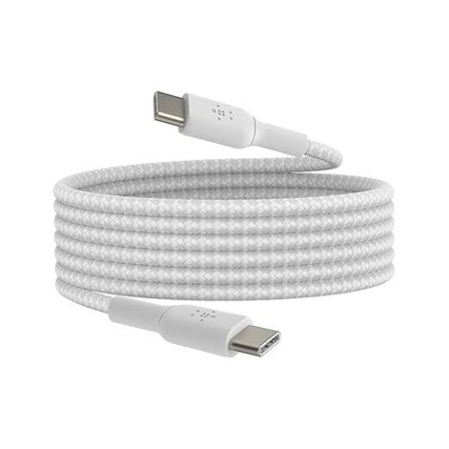 Belkin USB-C to USB-C Braided 6.6 Feet (2 Meter) Fast charging Type C Cable, for iPhone 15 Series and other USB-C Devices, Tough and Durable, 60W PD, USB-IF Certified - White