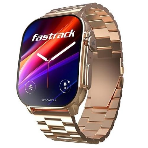 Fastrack Astor FS2 Pro Smart Watch, 1.96” AMOLED Display, 410*502 Pixel Resolution, SingleSync BT Calling, AI Voice Assistant, 100+ Sports Mode & Smartwatch Faces,Upto 5 Day Battery, IP68 (Rose Gold)