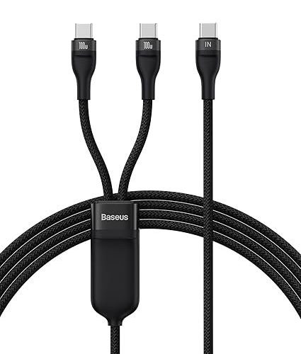Baseus USB C Cable 100W 4.9FT 5A Type C Charger Cable Fast Charging 2 in 1 Multi Charging Cable, Nylon Braided USB C to USB C Cable for AIR/Mini 6 MacBook Galaxy S22 21 S10 Note