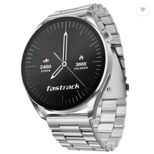 Fastrack Dezire FX1 Luxury Metal with 1.38'' HD Display|Functional Crown|BT Calling|60 Hz Smartwatch (Steel Strap, Free Size)
